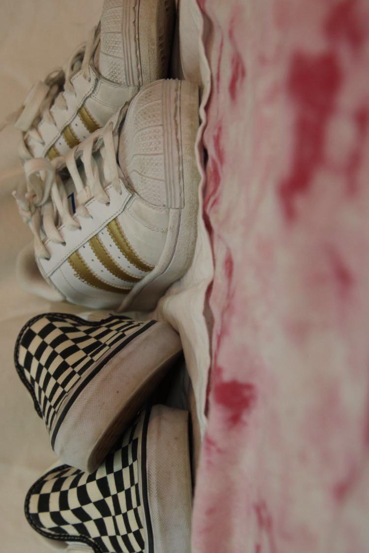 Checkered Vans and Adidas