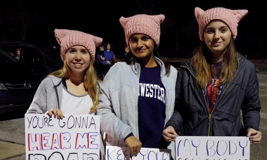 Pragya Chandra (middle) with her friends at the Womens March in Washington.