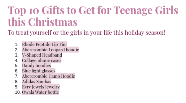 Top 10 Gifts to Get for Teenage Girls this Christmas